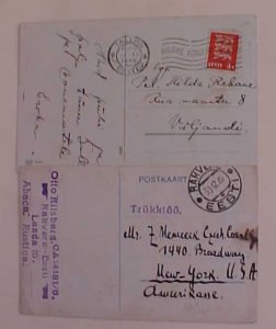 ESTONIA RAVERE DEC 1926 TO NEW YORK also TALLINN DEC 1929