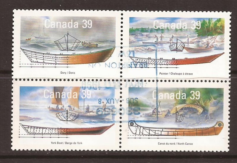 1990 Canada - Sc 1269a - used VF - block of 4 - Small Craft - 2