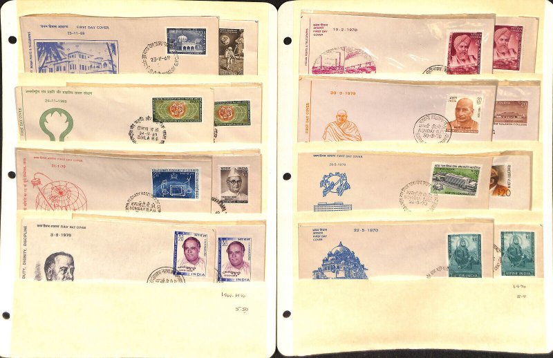 India Stamp Collection, 60 Different FDC Covers, 1954-1972
