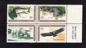1427-1430 Wildlife Conservation, MNH Right Side Mail Early blk/4