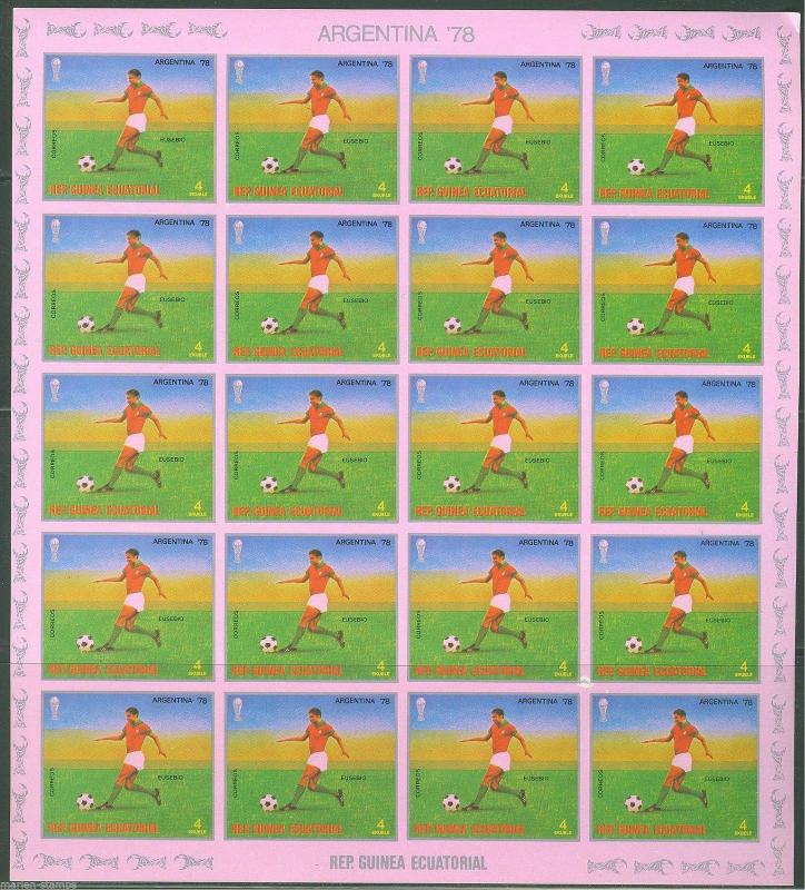 EQUATORIAL GUINEA WORLD CUP SOCCER 1978 SHEETS CONTAINING 20  IMPERF