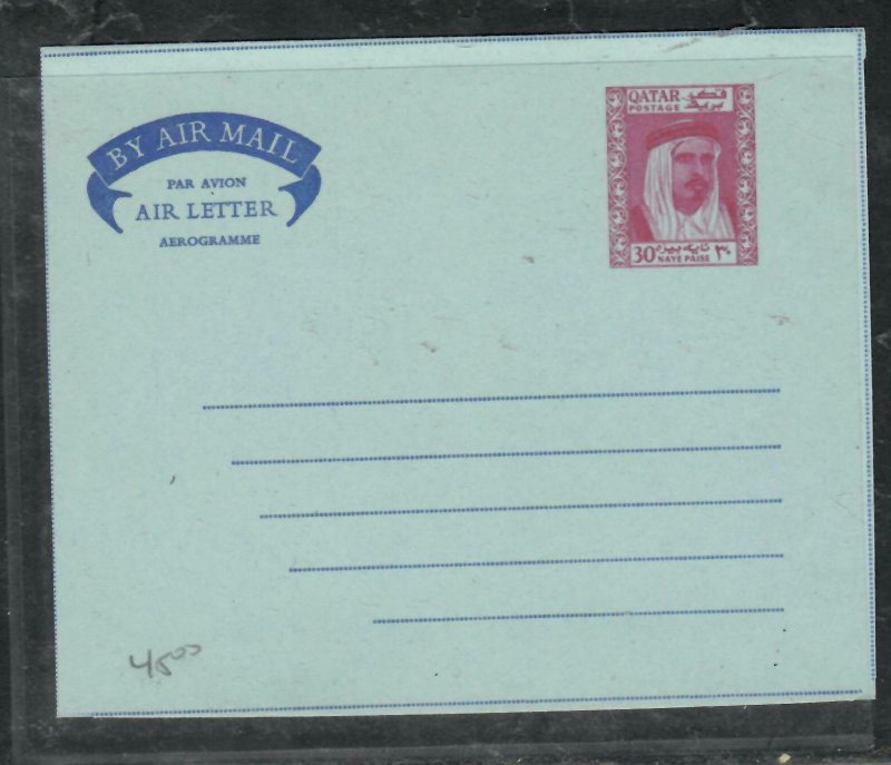 QATAR COVER  (P0306B)    EMIR  30 NP AEROGRAM 4 LINES ON BACK FOR ADDRESS UNUSED