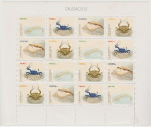 1996 Guinea-Bissau Mi. 1229 - 1232 Crustaceans Sheet of 16 MNH-