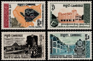 ✔️ CAMBODIA 1969 - RAILWAYS TRAINS Sc. 213/216 Mi. 256/259 MNH ** [1KHP256]