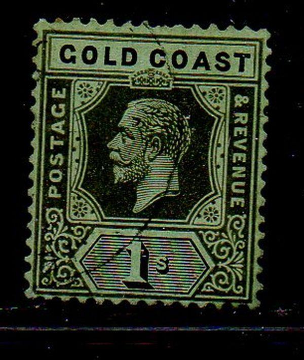 Gold Coast Sc 75b 1913 1/ black on blue green George V stamp used