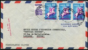 Haiti Port-au-Prince to Switzerland Transatlantic Clipper Airmail Cover Postage