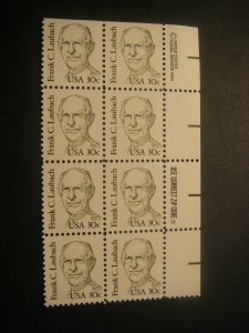 Scott 1864, 30c Frank C. Laubach, Zip & copy block of 8 RM, MNH Great Americans
