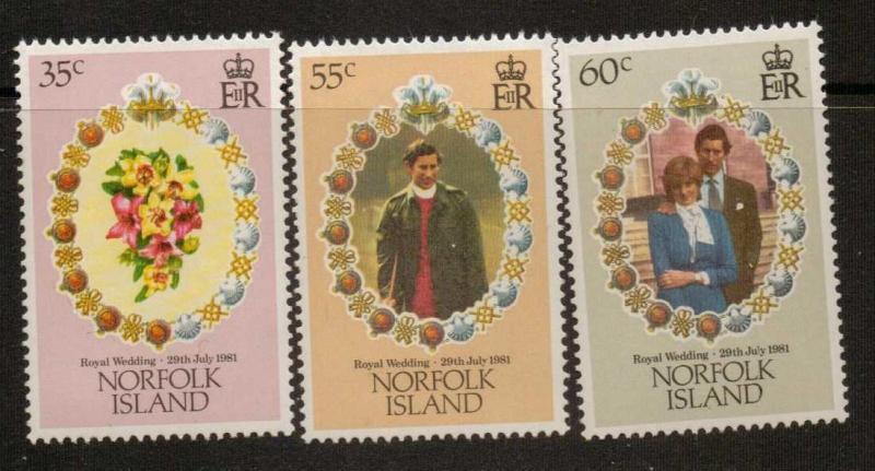 NORFOLK ISLAND SG262/4 1981 ROYAL WEDDING MNH