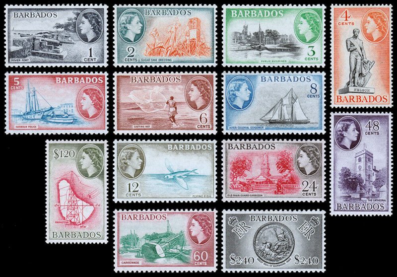 Barbados Scott 235-247 (1953-57) Mint VLH VF Complete Set W