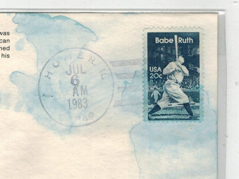 1983 BABE RUTH 2046 HANDPAINTED WATERCOLOR SCARCE UNOFFICIAL HOMER IL ILLINOIS