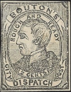 US Scott #18L1 Mint VF 2 Cent 1848 Local Stamp Bouton's City Dispatch