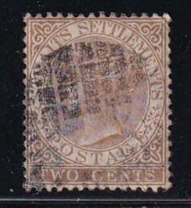 Straits Settlements Sc 10 QV 2c brown Used watermark Crown CC