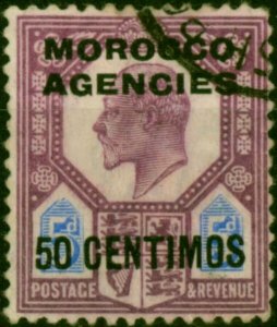 Morocco Agencies 1907 50c on 5d Slate Purple & Ultramarine SG119a Good Used