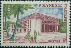French Polynesia 1958 Sc#195,SG10 16f Post Office Papeete MLH