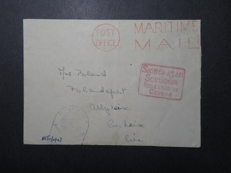 Ireland WWII Forces Cover / Galic Censor / Maritime Mail/ Navy censor - Z12276