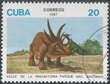 Cuba 2957 (used cto) 20c dinosaurs: Styracosaurus?