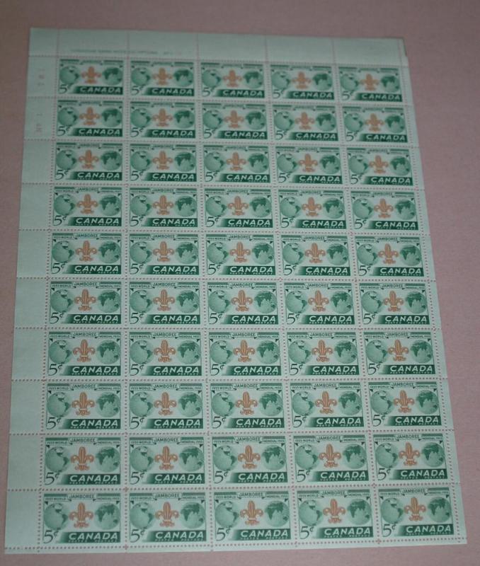 CANADA 1955, Boy Scouts  MNH Full Sheet of 50 # 356