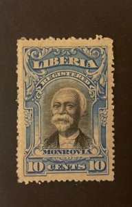 Liberia, F13v, Monrovia color ERROR in Blue (should be purple), hinged, VF
