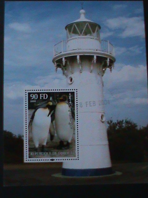 ​DJIBOUTI -2004  LOVELY PENGUINS & LIGHT HOUSE CTO SHEET-VF-FANCY CANCEL