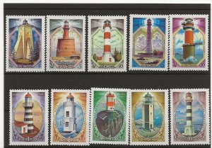 Russia 1983-4 Lighthouses 2 sets of 5 sg.5362-6  & 5449-53  MNH