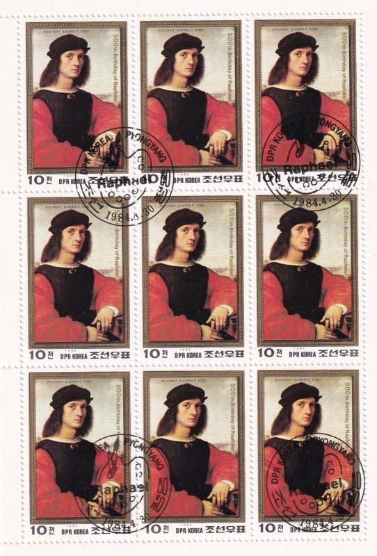 SA Korea 1984 500th Anniv of Birth of Raphael, 3 used sheets CV$15