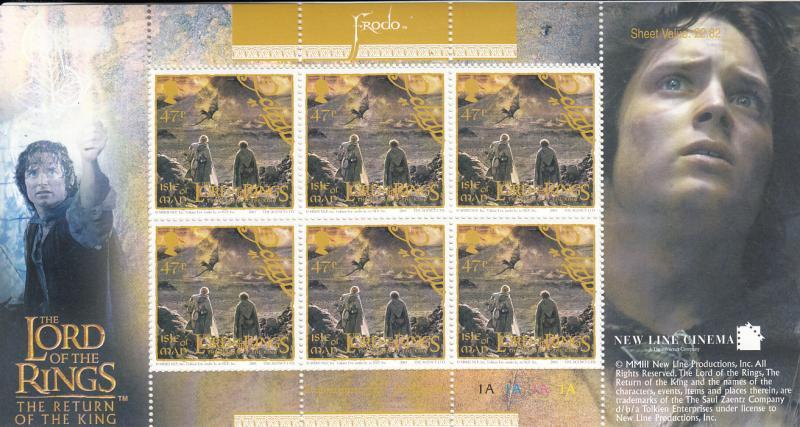 Isle of Man 2003 MNH Scott #1018 Sheet of 6 47p Frodo, Sam - Lord of the Ring...