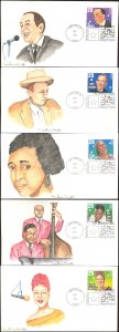 #2849-53 Popular Singers Burks FDC Set