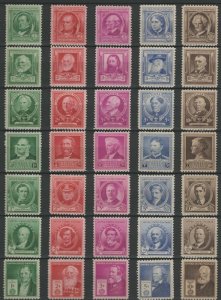 US #859 -893 COMPLETE SET, VF mint hinged, FAMOUS AMERICANS, 35 values,   Sup...