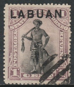 Labuan North Borneo Scott 49 - SG62, 1894 Dyak Chief 1c used cto