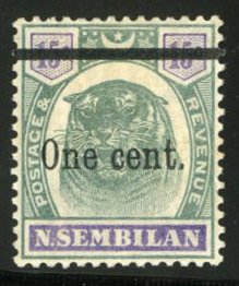 Malayan States - Negri Sembilan #20 (SG 15) Cat£110, 1900 1c on 15c green, h...