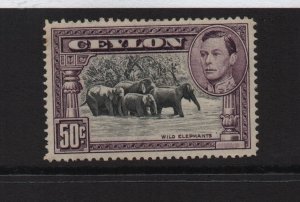 Ceylon 1942 SG394c 50c 14perf mounted mint