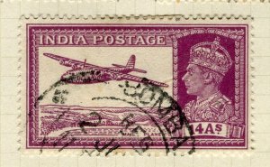 INDIA; 1938 early GVI portrait issue fine used 14a. value