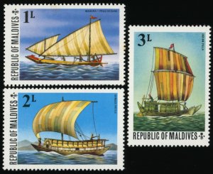 MALDIVE ISLANDS Sc 575-77 VF/MNH - 1975 - Sailing Ships - Partial Set