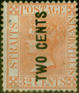 Straits Settlements 1883 2c on 32c Pale Red SG60 'Wide E' Good MM Scarce 