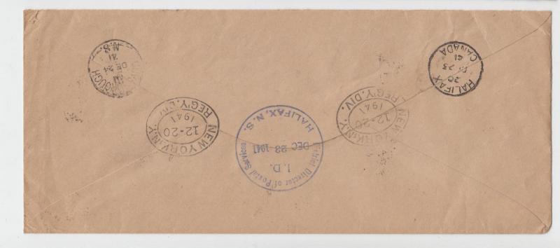 BRITISH HONDURAS TO NOVA SCOTIA 1941 OHMS COVER REGISTERED, 10c RATE (SEE BELOW)