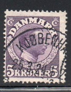 Denmark Sc 134 1920 5 Kr purple Christian X stamp used