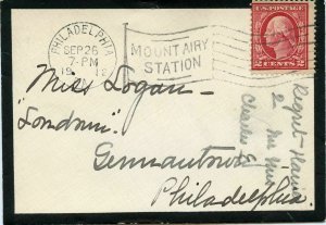 U.S. Scott 406 on 1912 Mourning Cover Sent from Philadelphia, Pennsylvania