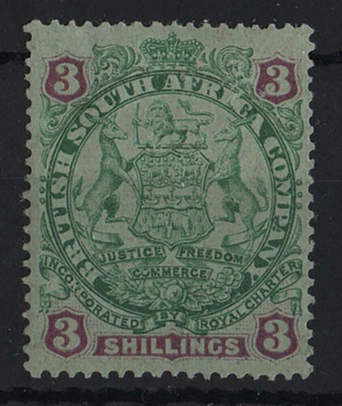 Rhodesia 1896 3s green & mauve sg36 fresh m/mint cat £90