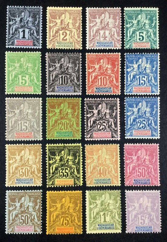 MOMEN: FRENCH MADAGASCAR SC #28-47 1896-1906 MINT OG H LOT #68264