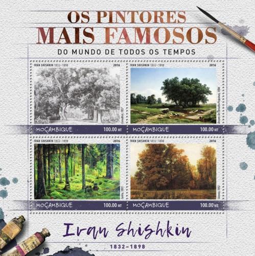 MOZAMBIQUE - 2016 - Painters. Ivan Shishkin - Perf 4v Sheet - MNH