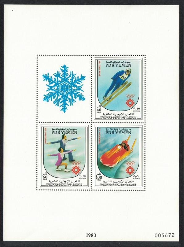 Yemen Winter Olympic Games Sarajevo MS No Frame RARE 1984 MNH SG#MS315