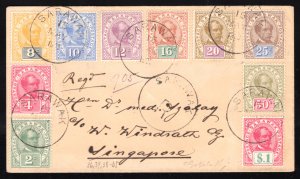 MOMEN: SARAWAK SG #37/47 1900 COVER TO SINGAPORE LOT #67183