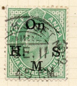 India 1906 Early Issue Fine Used 1/2a. HMS Optd 075496