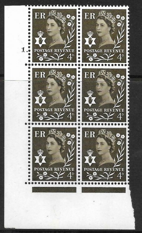 Sg XN8 4d Northern Ireland 1CB Cyl 1 Dot perf A(E/I) UNMOUNTED MINT 