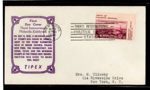 US 778b (1936) 3 cent Imperf single (California Pacific Expo) from the Tipex souvenir sheet on an addressed (typed) First Day Co