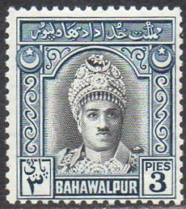 Bahawalpur  1948 3p black and blue (Amir of Bahawalpur)  MH