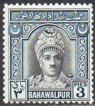 Bahawalpur  1948 3p black and blue (Amir of Bahawalpur)  MH