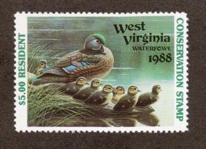 WV2 - West Virginia State Duck Stamp. MNH. OG. Resident.   #02 WV2