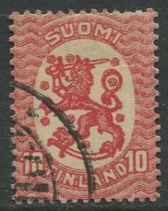 Finland - Scott 85 - Arms of Republic -1917- Used - Single 10p Stamp