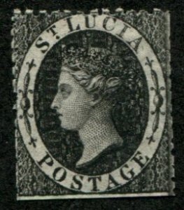 St. Lucia SC# 7 (SG# 11) Queen Victoria (1p) wmk 1,  short perfs MNG